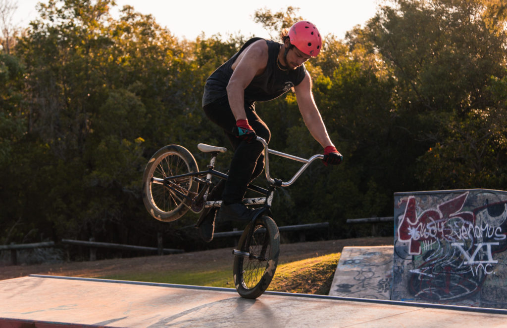 Talon performing a front wheel stand